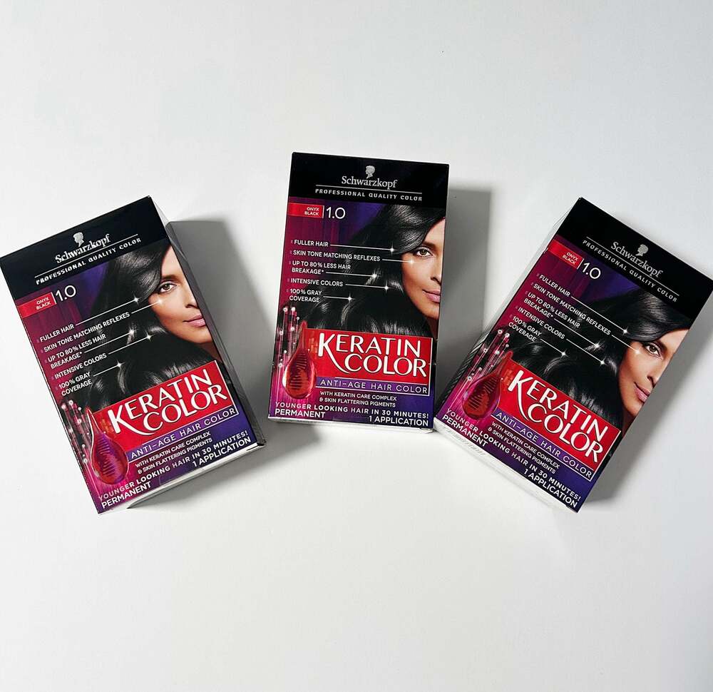 Lot of 3 Schwarzkopf Keratin Color  - 1.0 Onyx Black